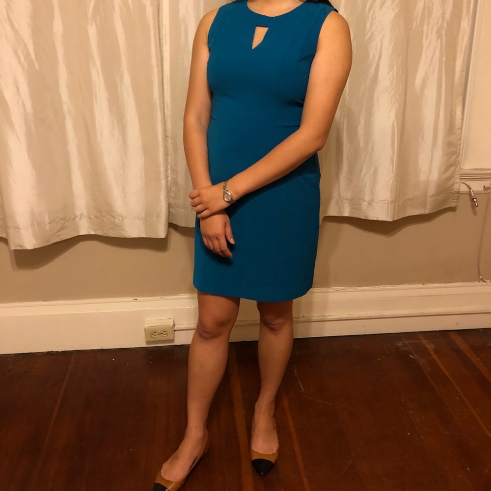 Teal Business Casual Bodycon Sleeveless Dress